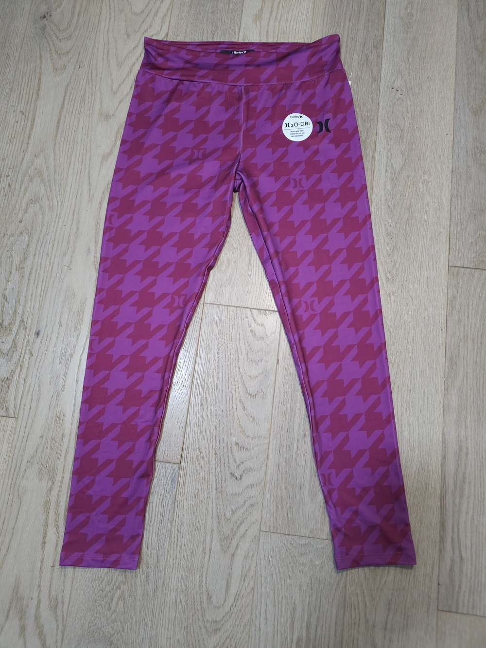 Hurley Girls' Pink Houndstooth Active Leggings